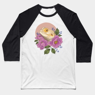 Bearded Dragon with Peonies Baseball T-Shirt